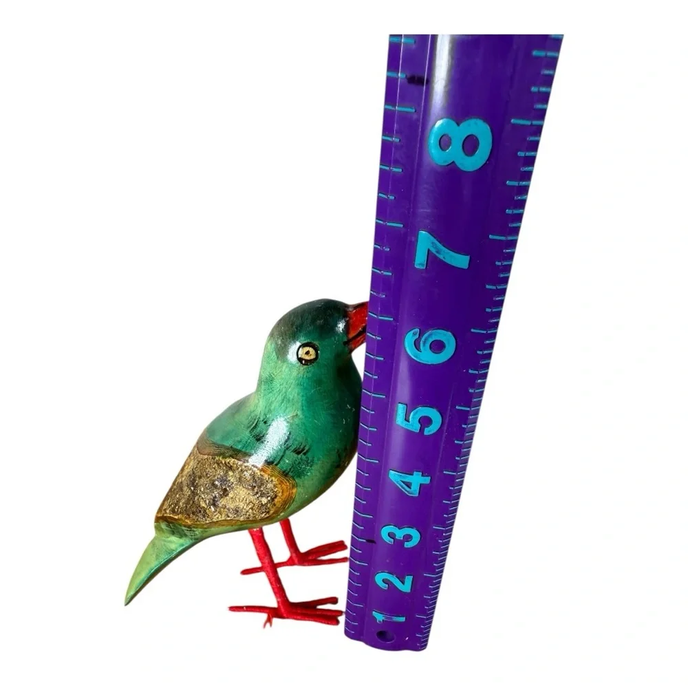 Handcrafted Green‎ and Red Bird Figurine